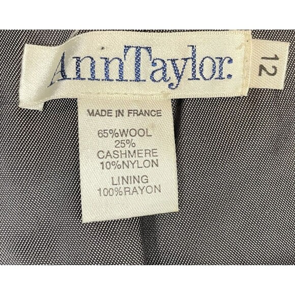 Vintage ANN TAYLOR size 12 Gray wool Cashmere one button blazer Coat relaxed fit - Picture 4 of 6